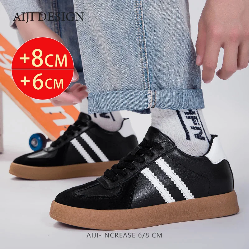 Luxury mens elevator shoes height increase invisible 8cm heighten increasing sports sneakers elevate taller lift leather shoes