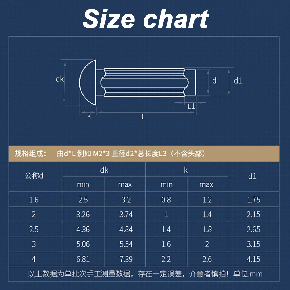 M1.6-M5 GB827 Aluminum Purple Copper Stainless Steel Button Round Head Knurled Shank Solid Rivet for Label Name Plate Brand