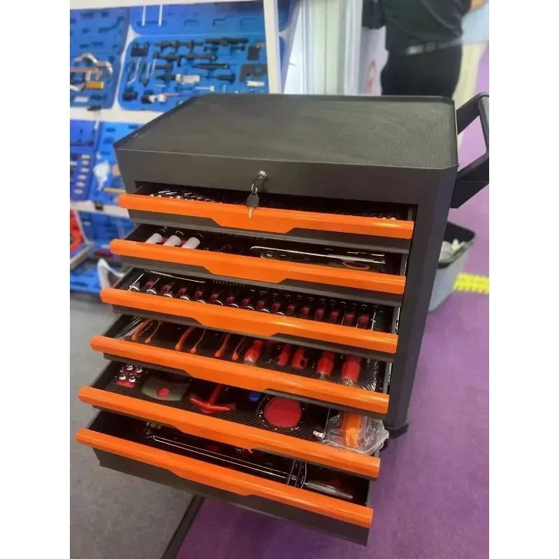 

7 Drawers Garage Storage 200-421Pcs Tool Sets Box Chest Workshop Trolley Cabinet for Auto Repair Tools Packaging Home Use