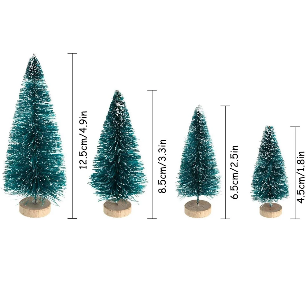 ABXF-68 Pcs Mini Christmas Tree Snow Frost Small Pine Tree DIY Craft Desktop Decoration Christmas Ornaments Tree Decorations