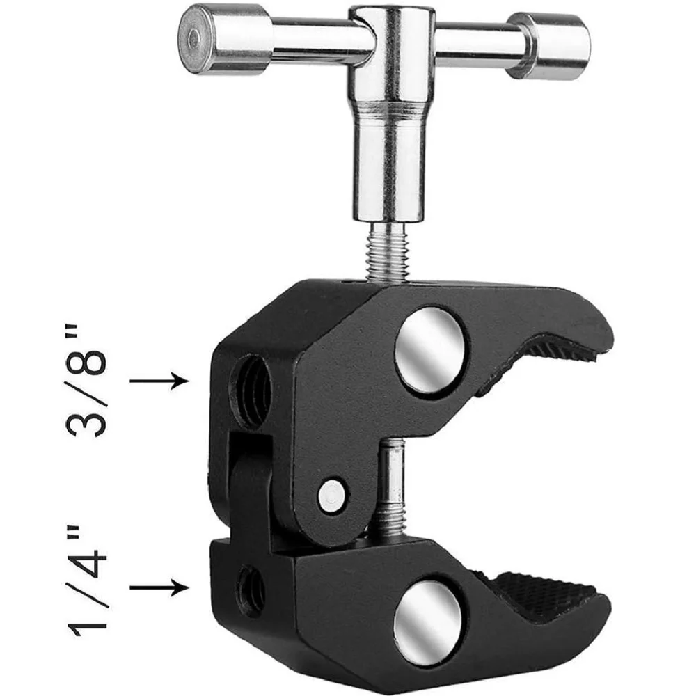 كبير الذراع كليب Ballhead المشبك مزدوج الكرة محول الحذاء محول تركيب ترايبود Monopod كليب لشاشة مصباح ليد 1/4 "3/8" كاميرا #1