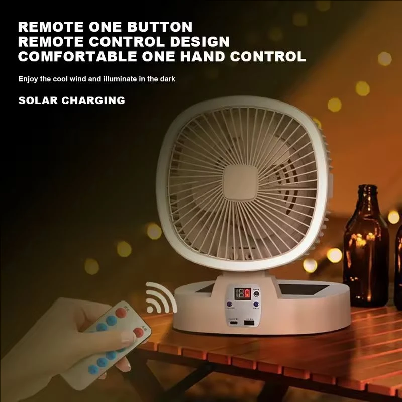 Mi 5000 mAh 10000 mAh 15000 mAh Solar Powered with Remote Control Portable Folding Desktop Charging Fan Camping Lighting Fan
