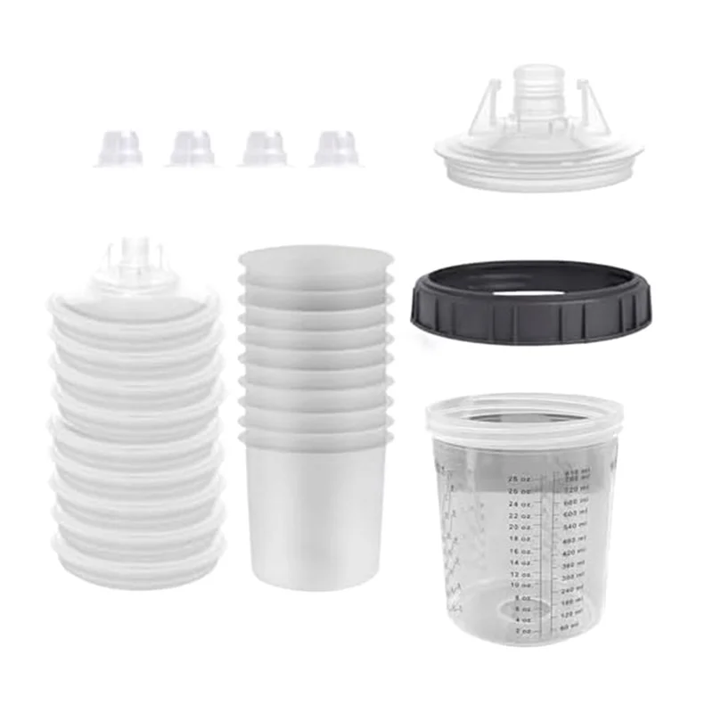 

AB15-Hard Cup With Scale And Holder And Lid Spray Gunpaint Sprayer For Spray Gunfiltration System, 4 Cup Sealing Plugs