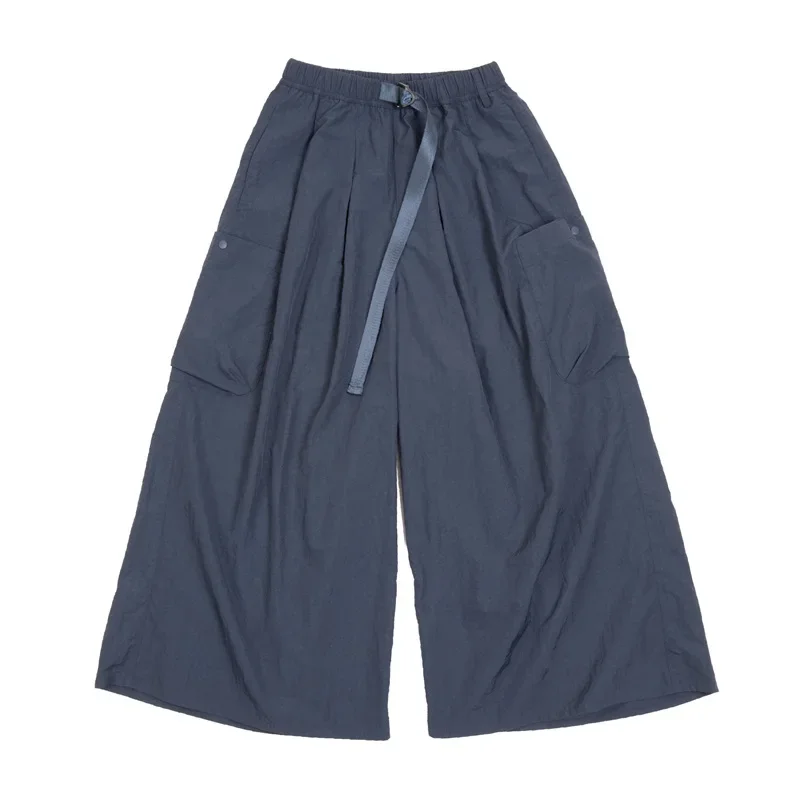 Maden Damen japanische lässige Cargo hose mit hoher Taille Baggy Pocket Hose mit weitem Bein 2023 Sommer Overs ize A-Linie Rock Culottes