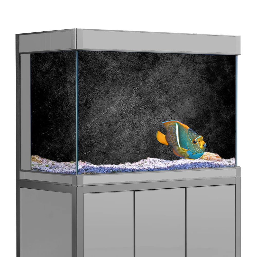 Fish Tank Background Sticker  Black Grey Marble Rock Wall Printing Wallpaper Aquarium Backdrop Decorations PVC