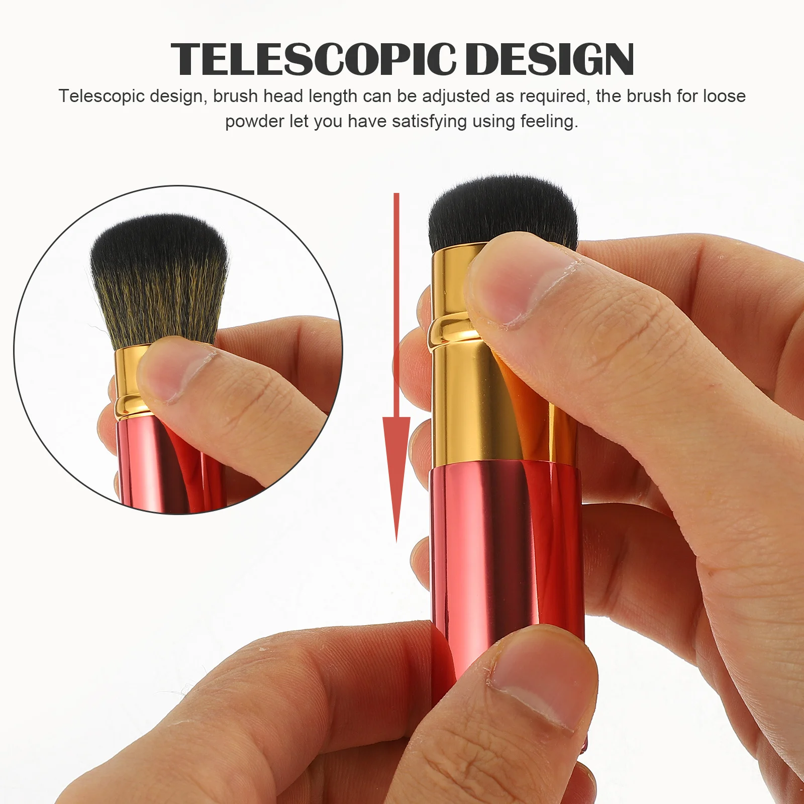 2Pcs Blush Brushes Makeup Powder Brushes Adjustable Highlighter Face Brush Portable Compact Tools for Women