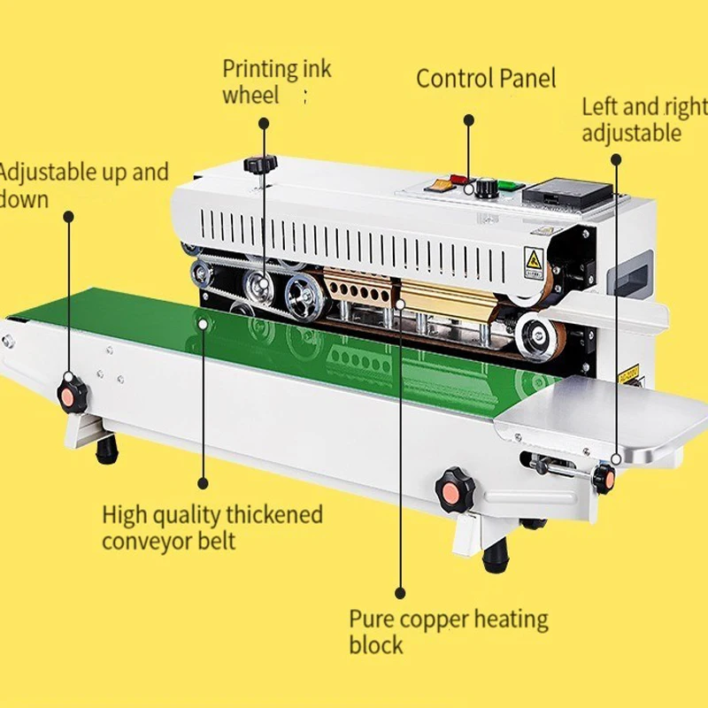 Plastic Bag Soild Ink Continuous Band Sealer Continuous Film Sealing Machine