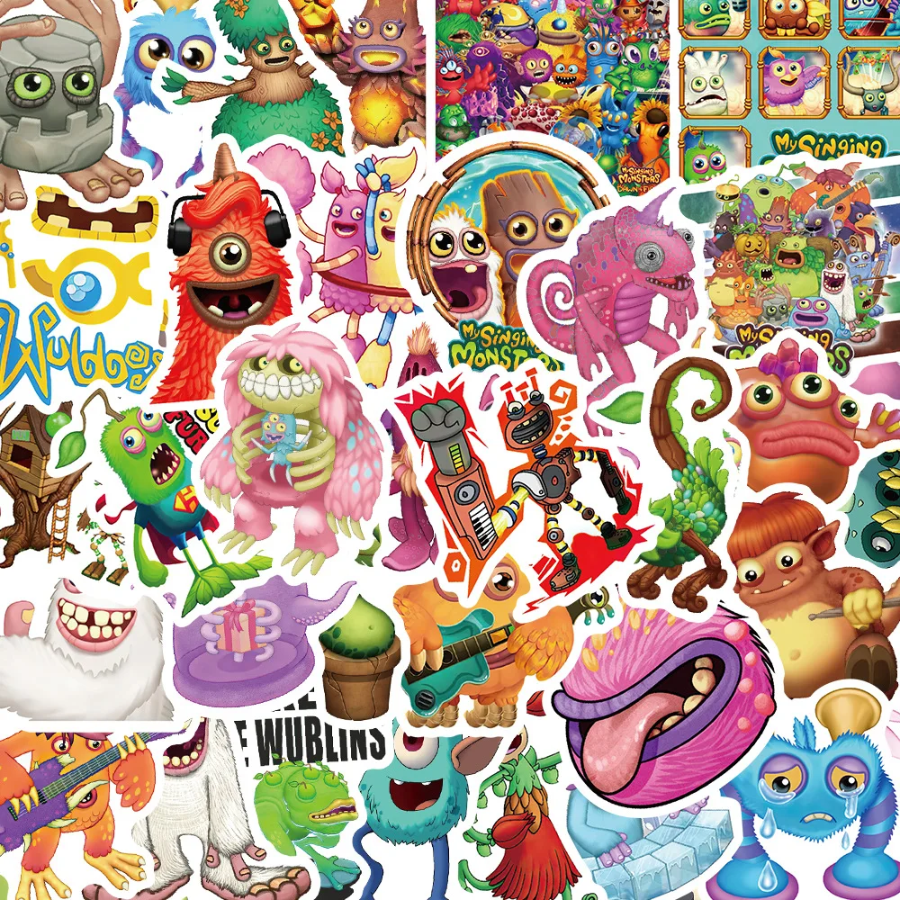 10/50PCS Game My Singing Monster Stickers Cartoon Decals Kids Toys Phone Guitar Luggage Skateboard Bike DIY Sticker Graffiti