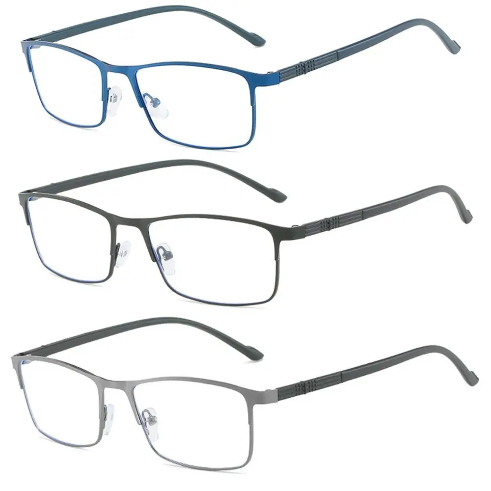 Gafas de miopía con bloqueo de luz azul para hombres de negocios, gafas cuadradas de Metal con montura completa, grado de moda, para estudiantes,-1,0 a-5,0