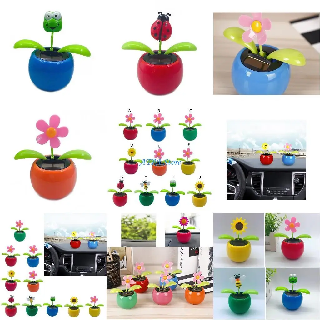 

U13C Funny Solar Powered Ornaments Console Swinging Plants Accessory