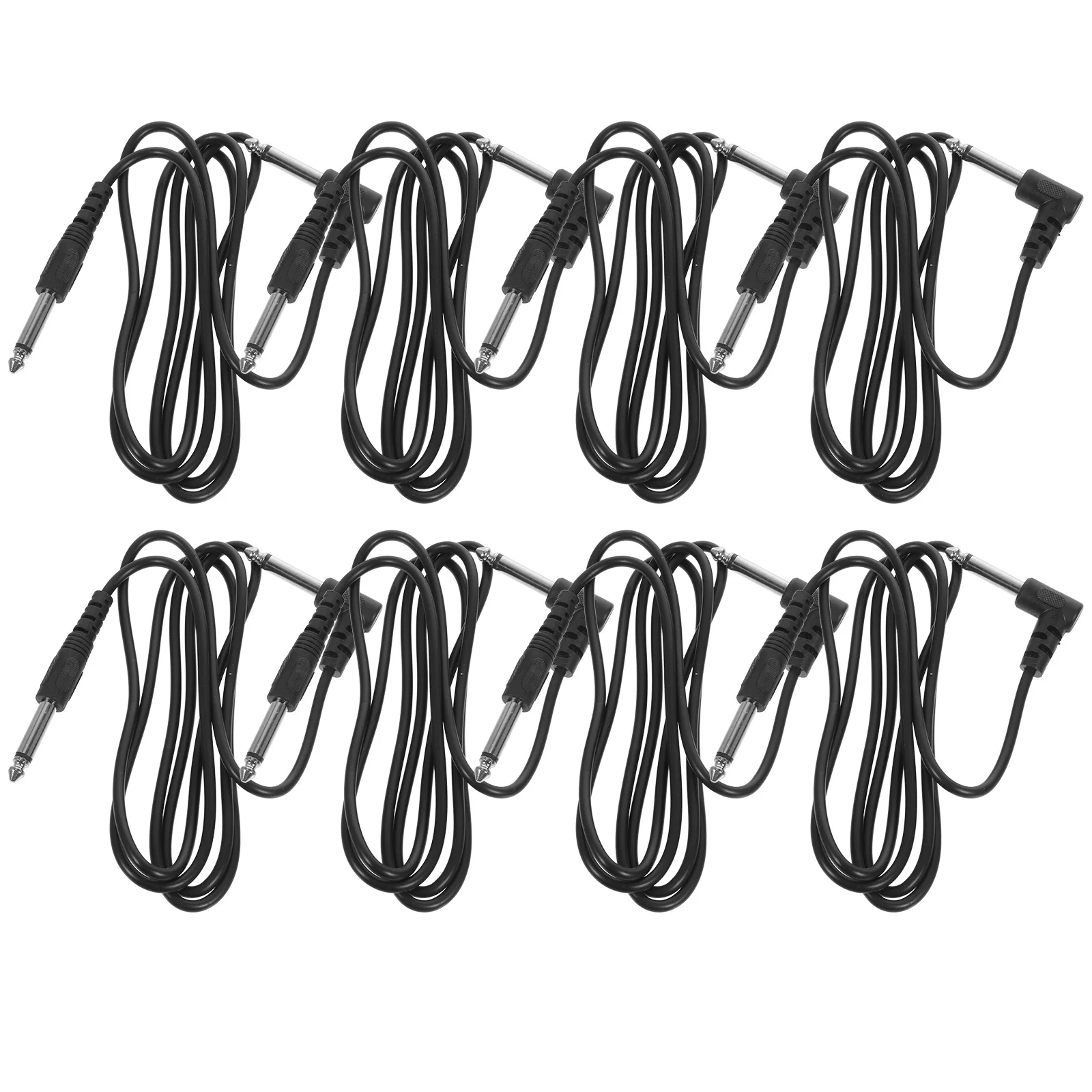 Cabo de guitarra de borracha, 8 peças, 6.35mm, núcleo de cobre, cabo de áudio elétrico para amplificador, instrumento de baixo, cabos flexíveis e duráveis