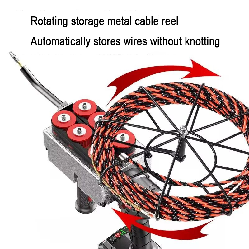 Imagem -03 - Máquina de Rosqueamento de Eletricista Threader Através de Ferramenta de Parede Máquina de Fiação de Parede sem Escova Tubo de Extrator de Fio Elétrico