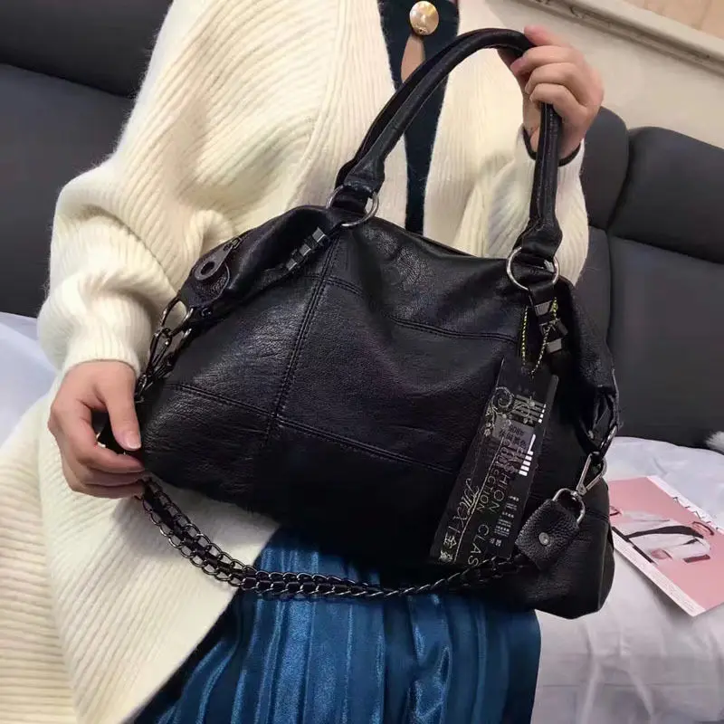 2023 Nova Moda Coreana Couro Genuíno Saco Ocasional Simples de Um Ombro Crossbody Bolsa De Pele De Carneiro De Grande Capacidade