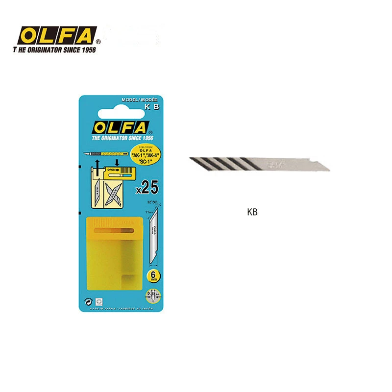 Japan Original Installation Import Olfa  Kb Kedao 6 mm Pen Knife Blades 25 Tablets 32.8 degrees