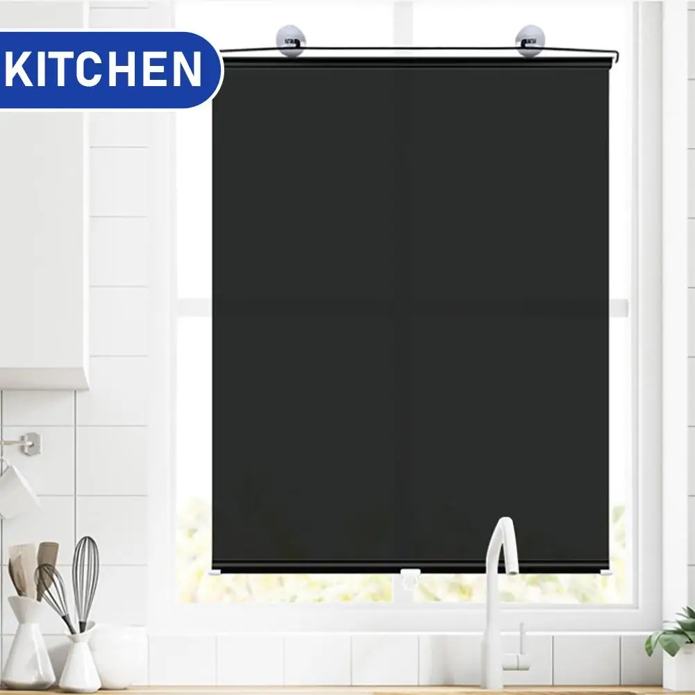 PVC Blackout Blind Shade With Suction Cups Roller Window Shades Temporary Portable Window Cover Curtain