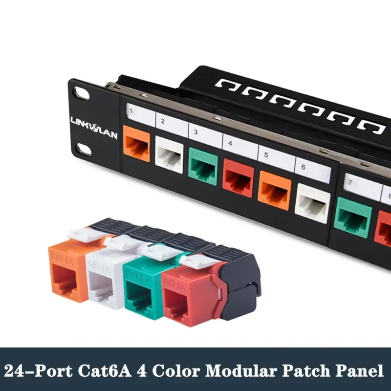 24 Port 19 inch RJ45 Patch Panel Frame Ethernet Rack Keystone Jack Coupler Cat5e Cat6 Cat6A Cat7 Network Cabinet Cable Internet