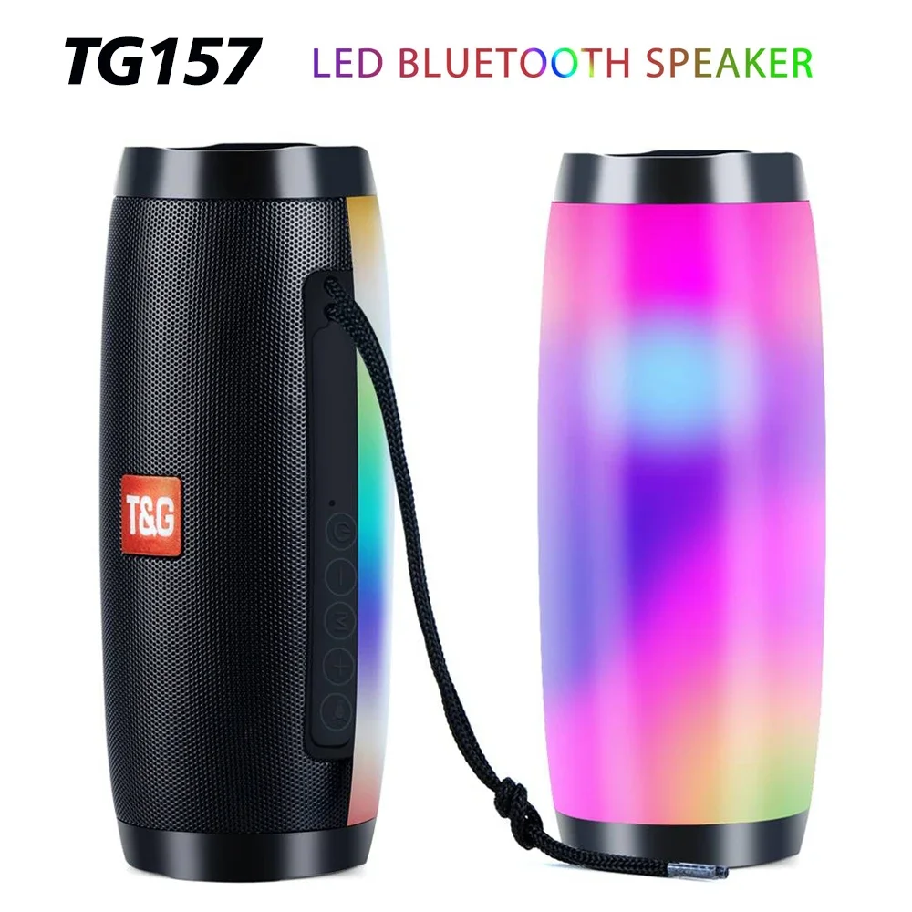 

TG157 LED Flashing Light Bluetooth Speaker Portable With Rope Outdoor Loundspeaker 1200 MAh Fabric Waterproof Subwoofer FM Radio