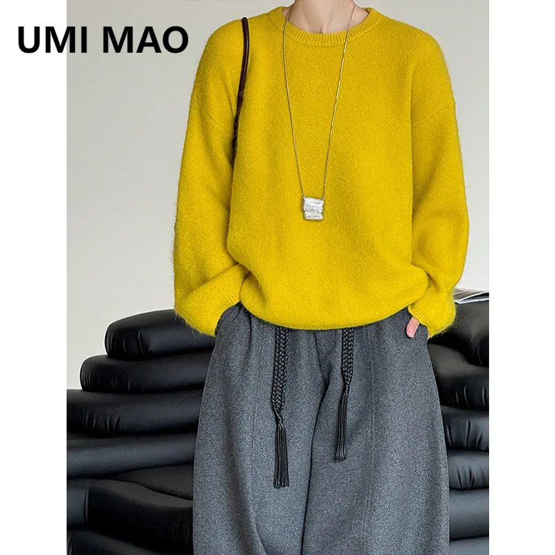 UMI MAO Top Femme Autunno Inverno Nuovo Morbido Soffice Latte Fufu Maglione di Pelliccia di Coniglio Per Le Donne Allentato Stile Pigro Top Lavorato A Maglia