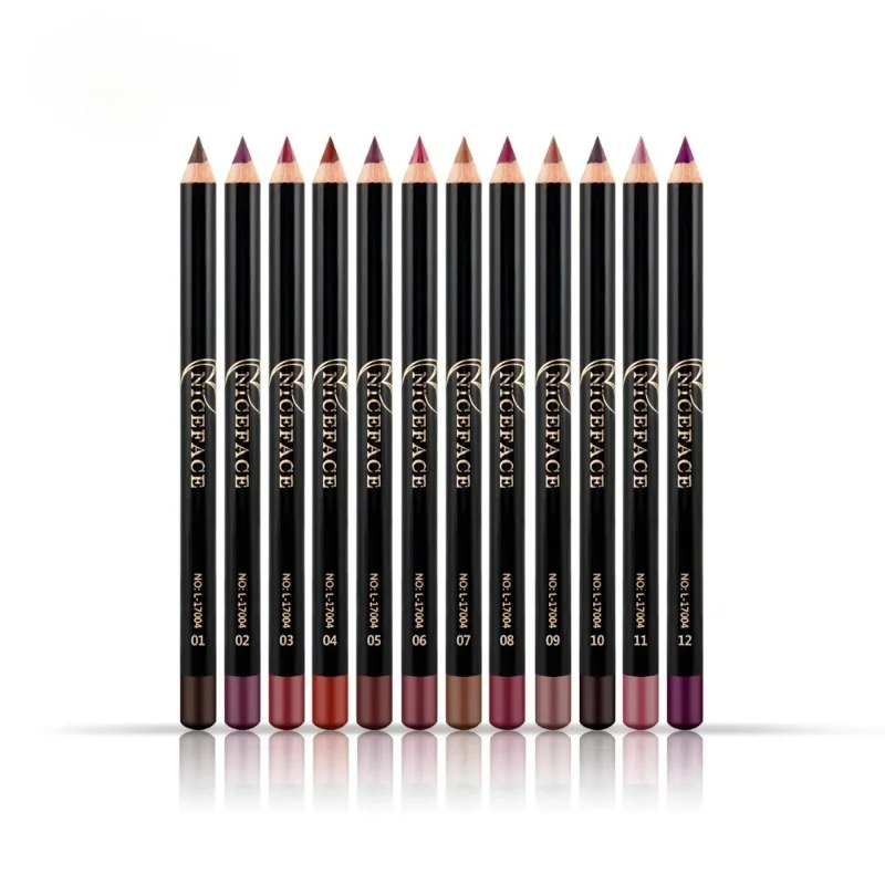 12 Colors Lip Makeup Pencils 1pcs Long Lasting Cheap Pigments Red Brown Purple Waterproof Matte Lip Liner Makeup Kits