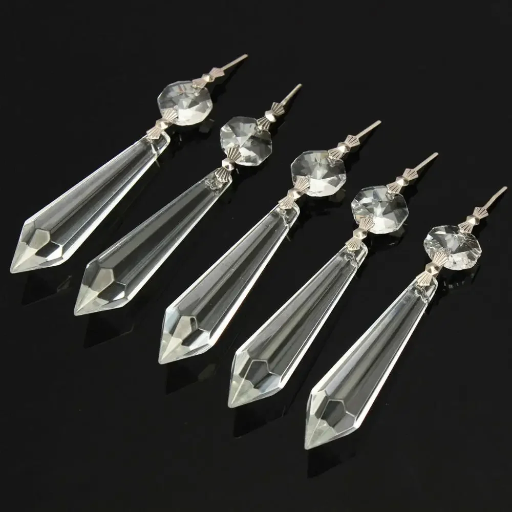 

10 шт., прозрачный кристалл, 63 мм, люстра-призмы, подвески, восьмиугольная бусина, подвесной светильник, часть освещения, ловцы солнца, нити «сделай сам»