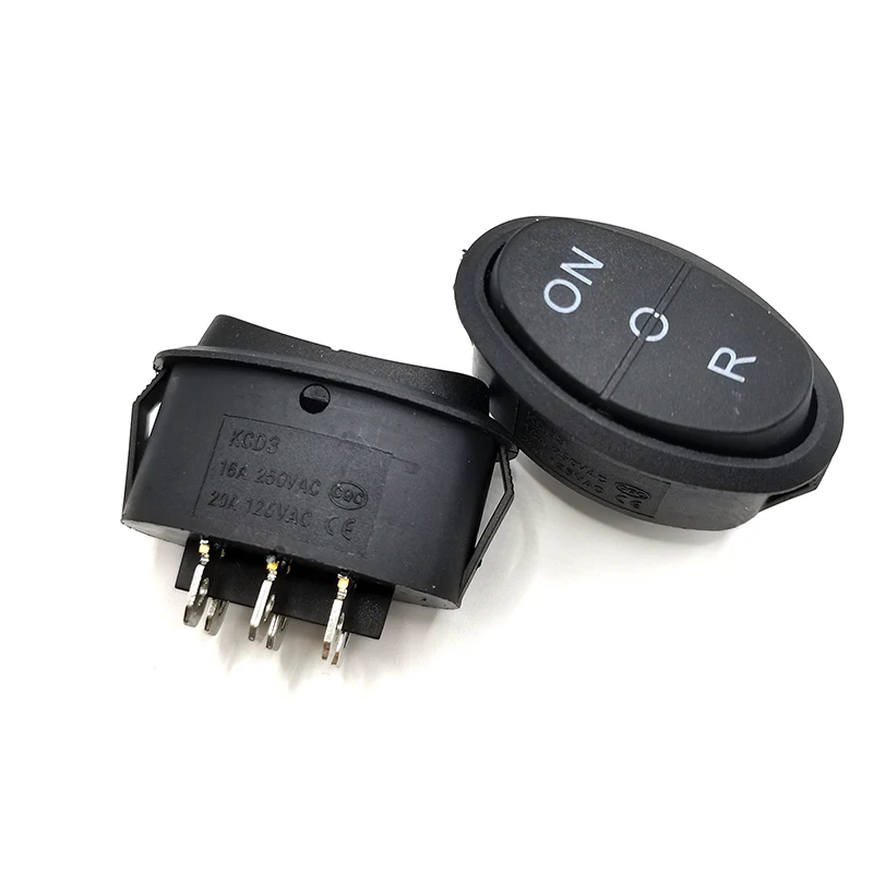 KCD3 six-pin R gear single-sided reset ship-shaped switch 40*24mm large elliptical ship-shaped button 16A 250V
