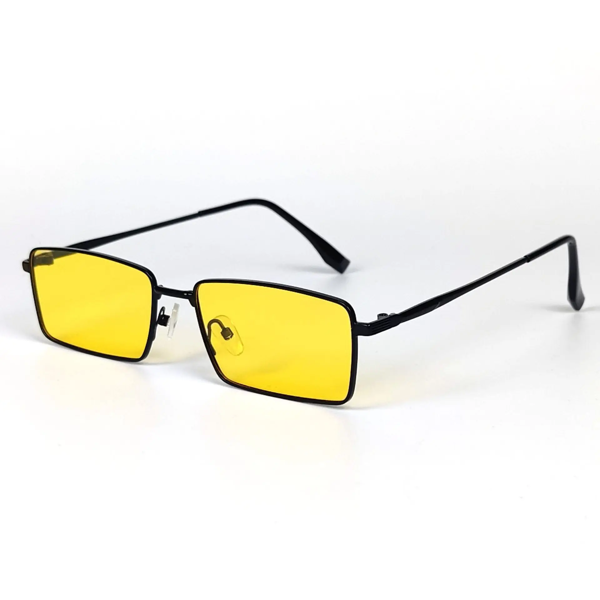 Vintage Narrow Rectangle Yellow Lens Night Glasses Male Female General anti Glare Sunglasses Applicable Driving Daily Fishing