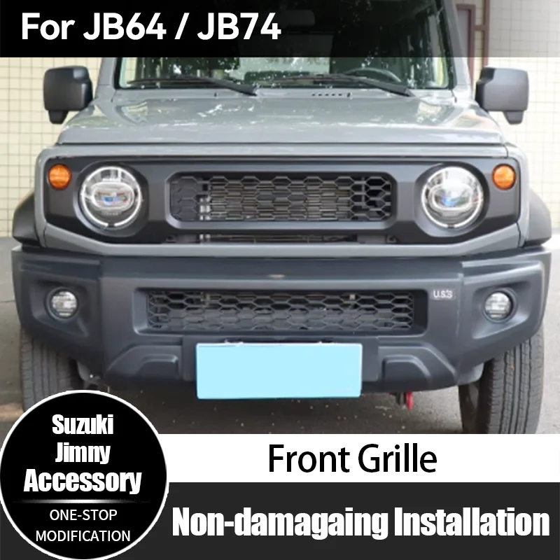 

For Suzuki Jimny JB64 JB74 Front Grille ABS Mesh Racing Grill Front Bumper Off Road 4x4 Car Exterior Accessories 2019-2025