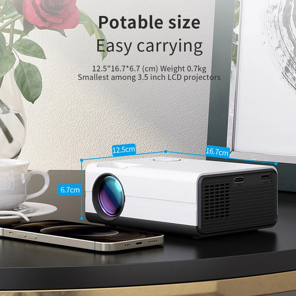 Topleo Smart Android 9 4k Mini LCD Projector Home Theater High Lumens Wireless Wifi BT Pocket Travel Outdoor Projectors