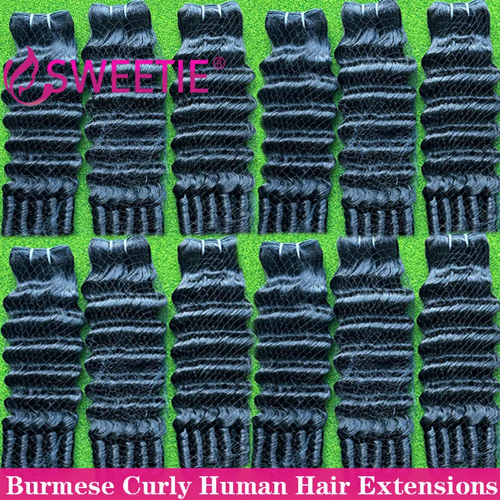 

12A бирманские вьющиеся пучки человеческих волос, вьетнамские необработанные человеческие волосы девственницы, пучки волос с глубокими волнами, новые поступления