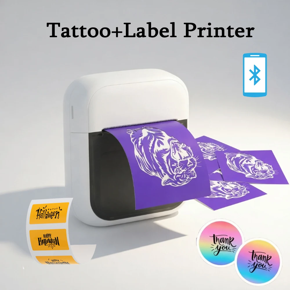 Thermal Printer 58mm Pocket Bluetooth&USB Inkless Portable Label Maker 2 Inch Mini Tattoo Stencil Thermal Printer