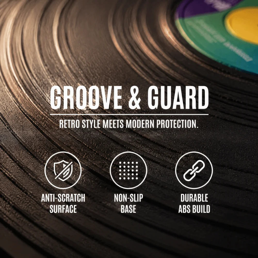 2pcs ABS Record Coasters Black 4 Inch Diameter Vinyl Record Coasters Classic Cups Retro Design Music Disk Coasters