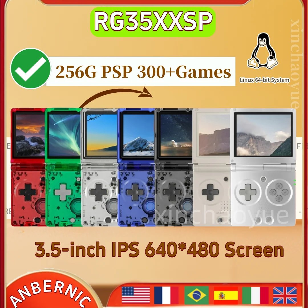 

ANBERNIC RG35XXSP Flip Handheld Game Consoles 3.5 Inch IPS Screen Linux System 3300mAh WIFI Video Game Consoles 256G PSP 300Game