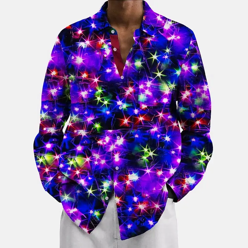 Christmas themed 3D printed men\'s casual long sleeved shirt, street wear, party size, hot selling shirt, 2024 full print