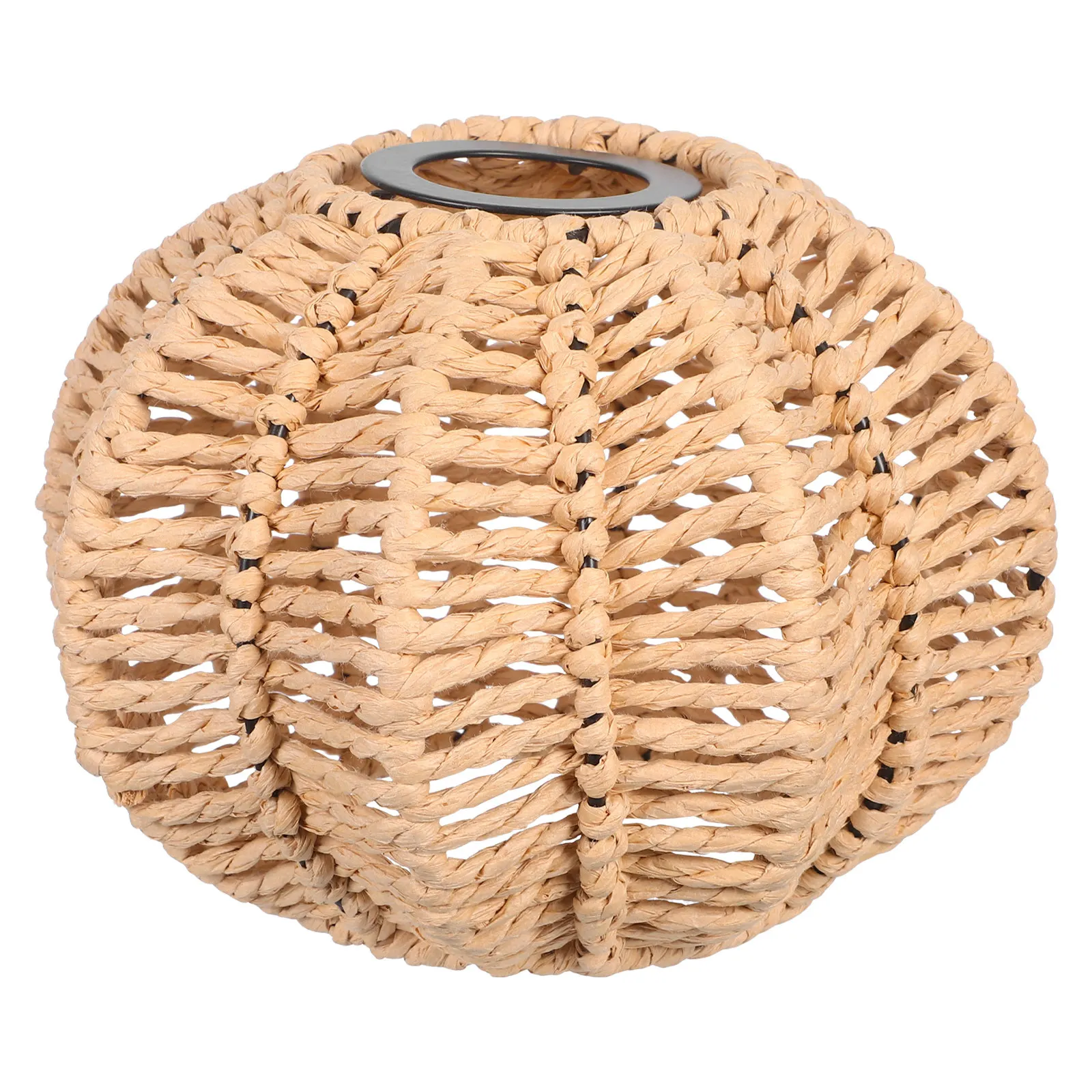 Woven Pumpkin Lampshade Handwoven Boho Pendant Light Cover 4.2cm Hole Diameter Rustic Ceiling Lampshade Decorative Pumpkin Shape