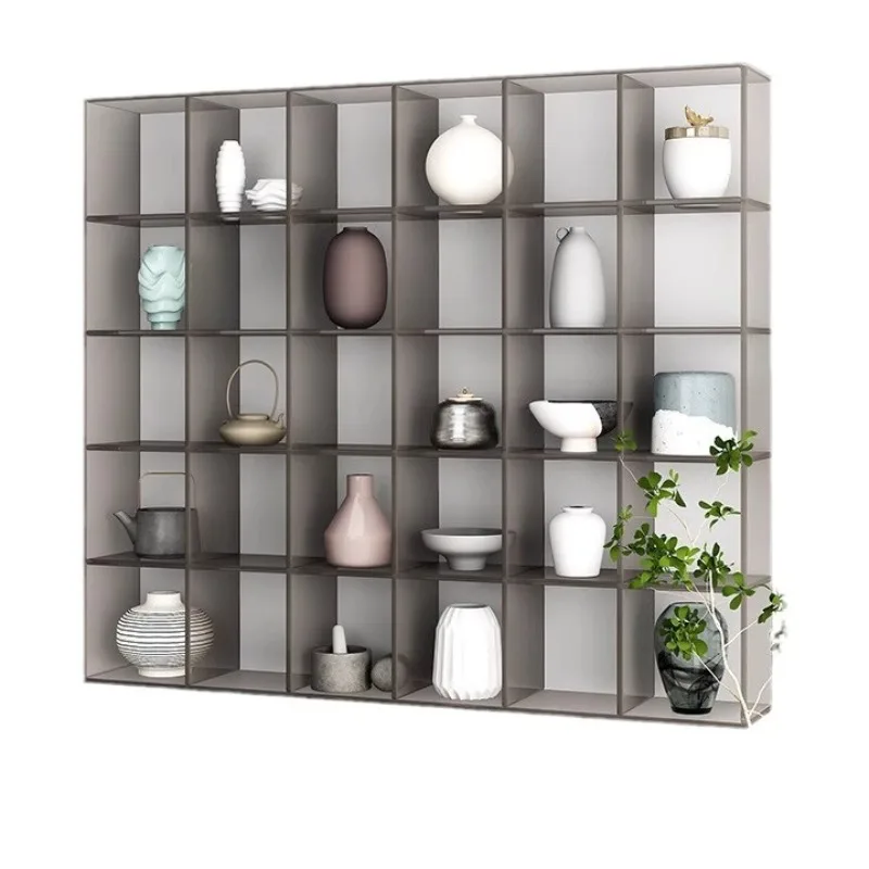 

Grid display rack Acrylic light luxury wall hanging Bogu rack Living room Duobao Pavilion tea set display rack Wall hanging