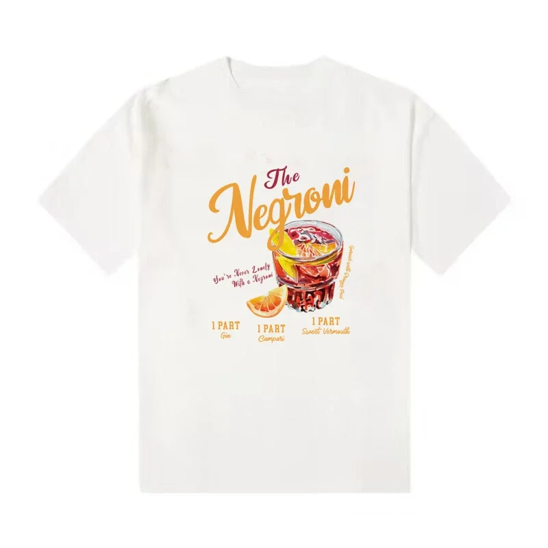 Retro Vintage Negroni Graphic T-shirt Cocktail Drinking Lover T Shirt Harajuku Short Sleeve Loose Casual Tops Women Casual Tees