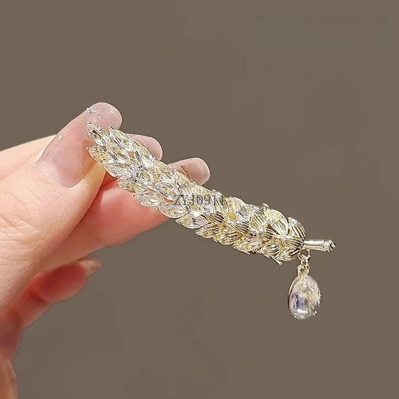 كريستال القمح الأذن دبوس الشعر قلادة القبعات الرجعية قسط إكسسوارات الشعر الانفجارات الجانبية تنوعا فتاة منقار البط كليب