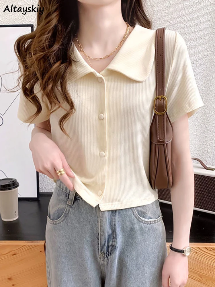 

Peter Pan Collar Cardigan Women Thin Summer Sweet Solid Knitted Fashion Korean Harajuku Preppy Style Cute College Females Chic