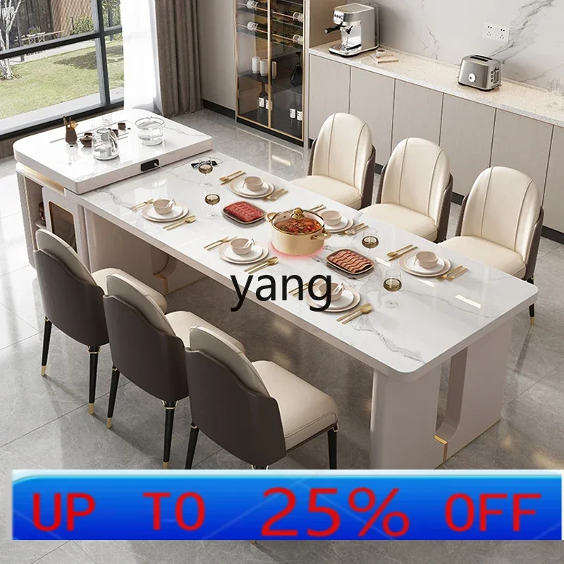 

Островный стол LHH, встроенная выдвижная каменная плита, многофункциональный, с индукционной плитой, бытовой светильник, роскошный современный