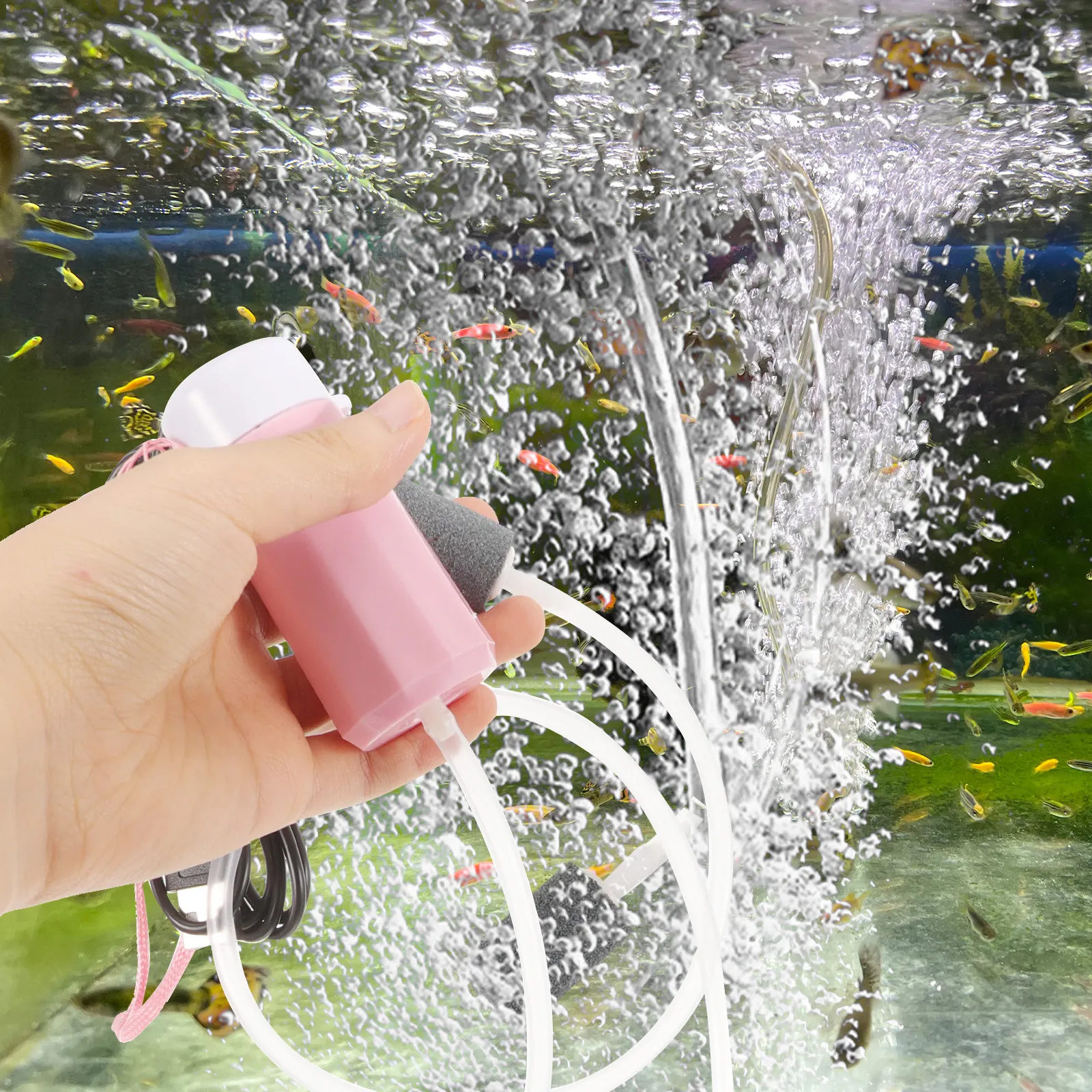 

USB Powered Mini Oxygen Pump for Fish Bowl 1 Small Pink Pot Style Efficient Quiet Large Capacity Pet Supplies Aquarium Air