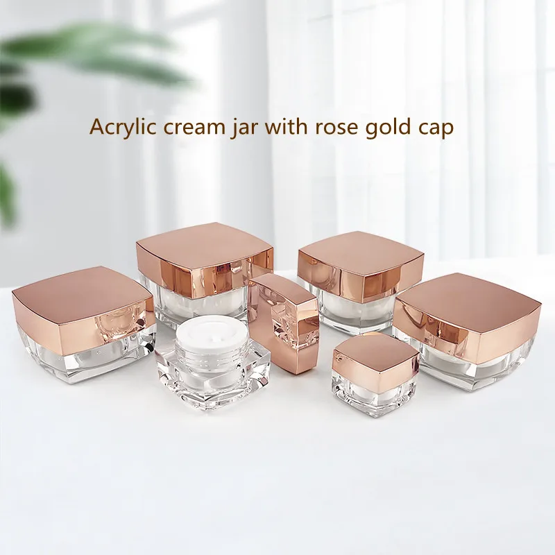 10/20pcs 5-50g Empty Cream Jar Square Lotion Bottles Acrylic Cosmetic Container Clear Jar Makeup Travel Pot Refillable Bottle