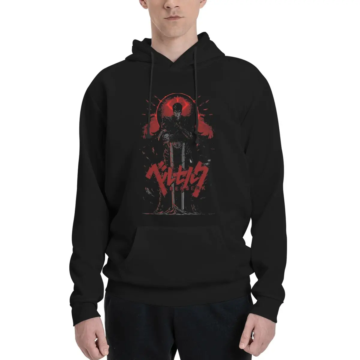 

Mens Guts The Black Swordsman Anime Berserk Hoodie Hooded Collar Drawstring Hoodies Pullover Sweatshirts Long Sleeve Shirts