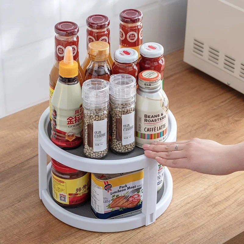 

Kitchen seasoning rack Rotatable condiments Oil, salt, sauce and vinegar turntable Desktop finishing box Storage rack