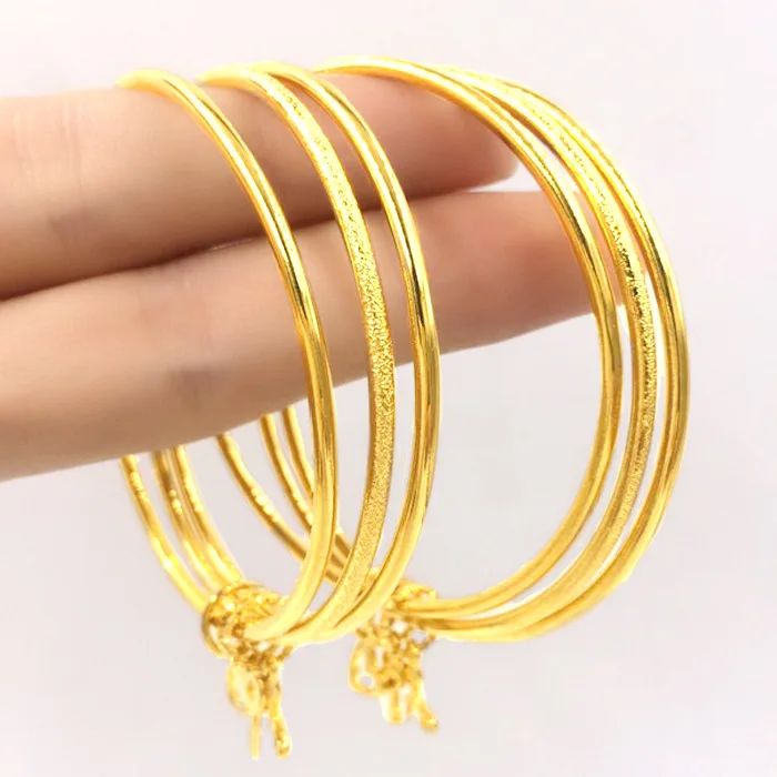 

Fashion new Sansheng Sanshi Xiaofu brand 24K real gold bracelet 999 jewelry three-ring closed solid bracelet