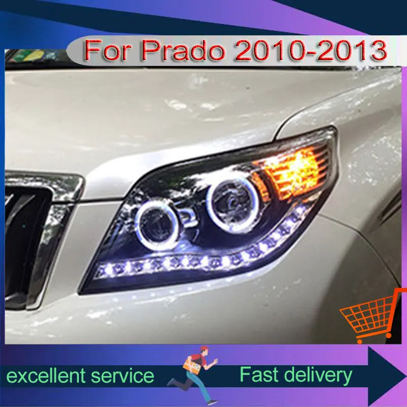 

Автомобильные фары для Toyota 2010-2013 Prado LC150, обновление DRL, ксеноновые лампы, глаза ангела, передняя лампа, объектив проектора, автомобильные аксессуары