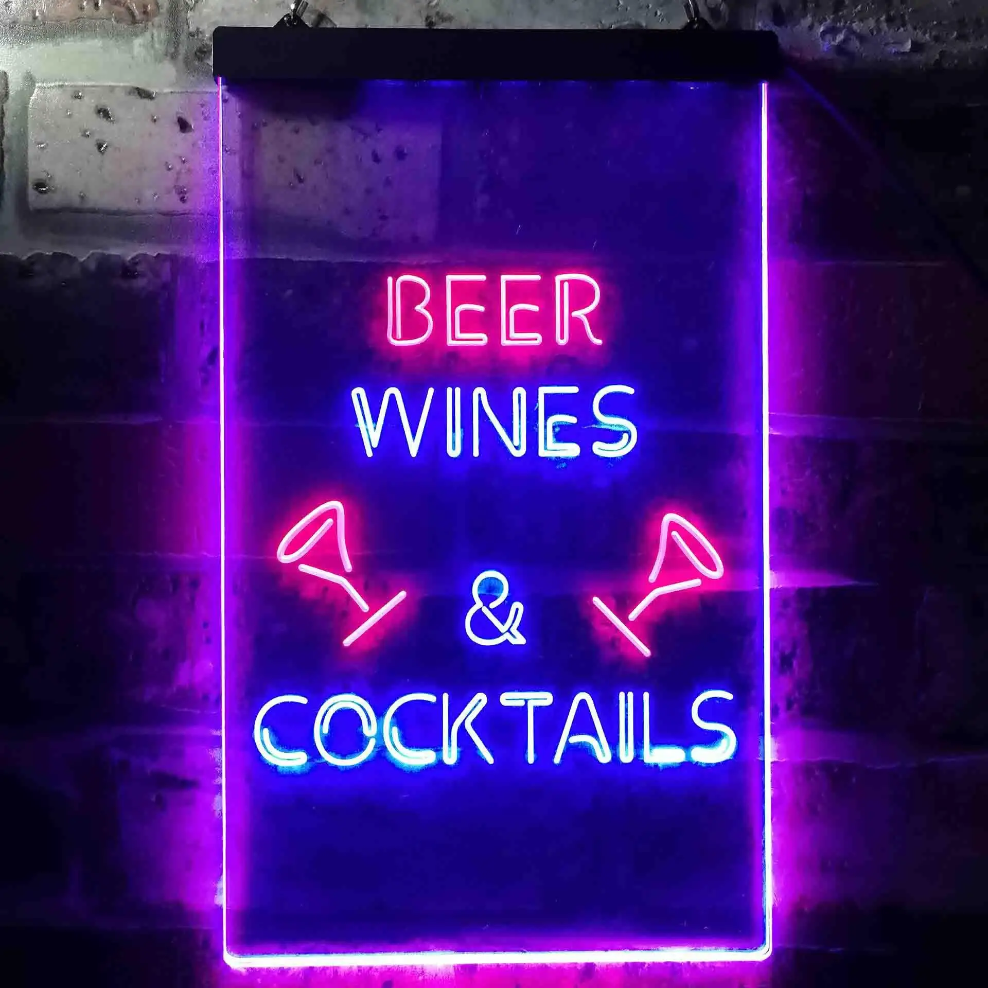 

BEER WINE & COCKTAILS Dual Color Led Neon Sign st6-i3557