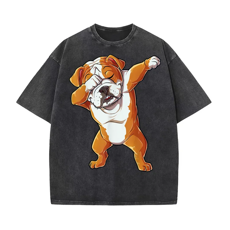 

Dabbing English Bulldog Men Dab Dance Puppy Lover T-shirt Men's Tee Shirt Short Sleeve Male Clothes Fashion