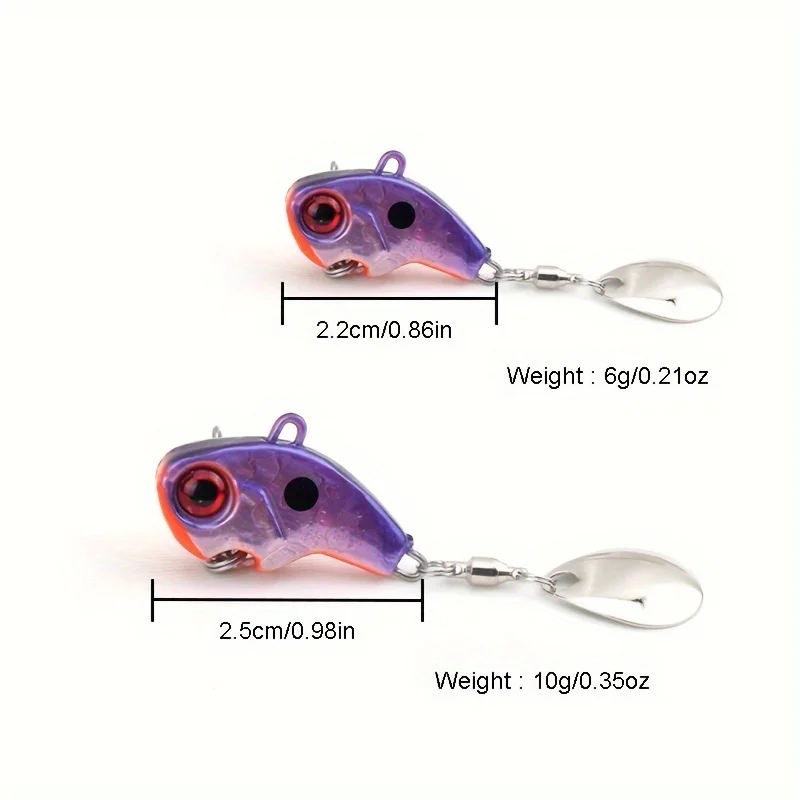 10Pcs/Box 0.21 Oz/0.35oz Fishing Lure Kit Metal VIB Artificial Bait Sinking Spinner Spoon Fishing Lures Jigs Fishing Tackle