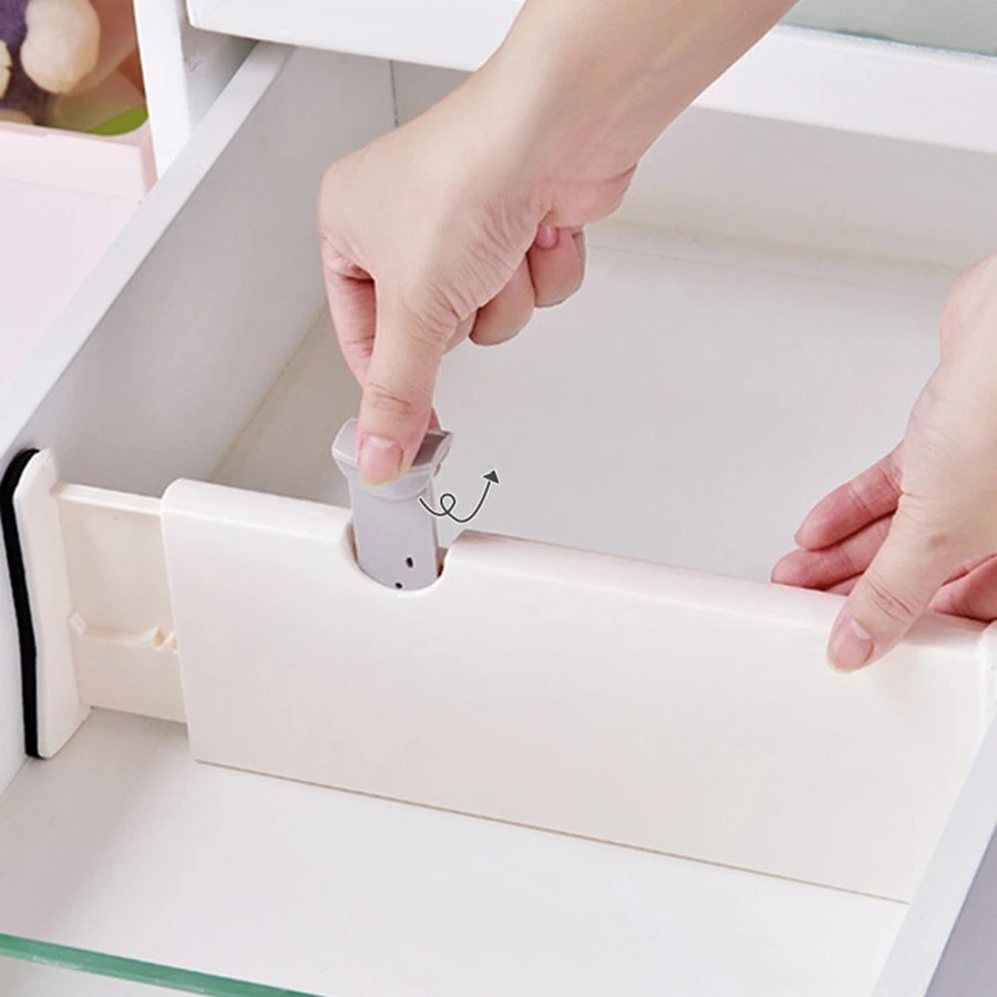 引き出しバッフルプラスチック製調整可能厚みのあるノンパンチング式格納式キャビネットワードローブ収納層状バッフルディバイダーオーガナイザー