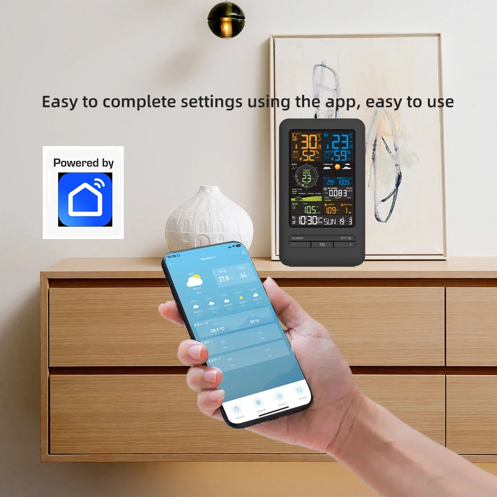Weather Station with Sensor Thermometer Home Weather Stations Digital Display with Temperature Humidity Forecast Station